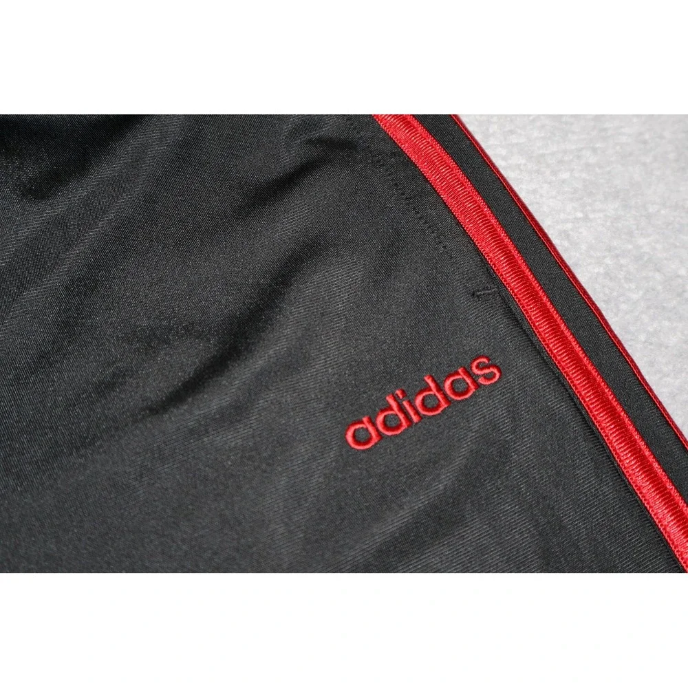 Adidas Track Pants Kids Teens Large 14/16 Black Red 3-Stripe Activewear Gym